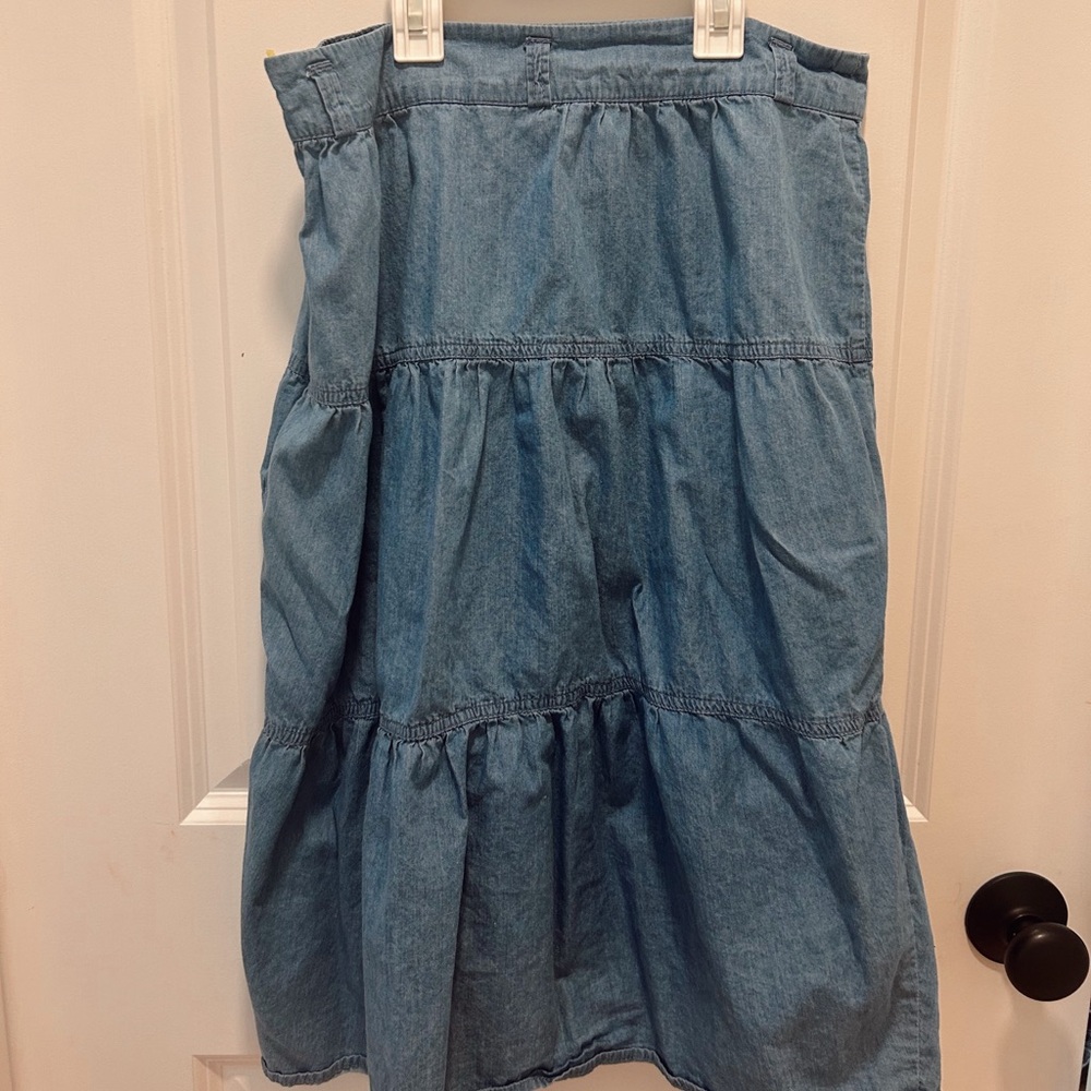 Christopher & Banks Blue Bubble Midi Skirt